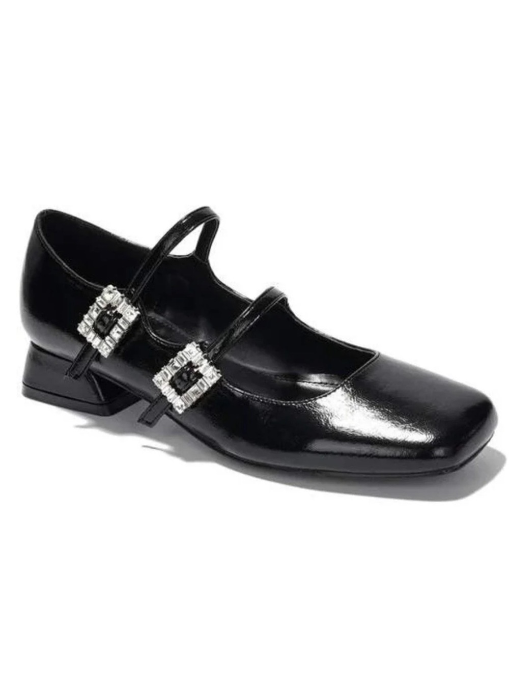 •CAPE ROBBIN• “Harri” Metallic Leather Mary Jane Heels - Black // NIB